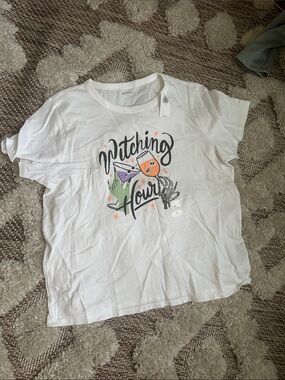 Old Navy White 'Witching Hour' Graphic Tee with Orange, Green & Purple Accents